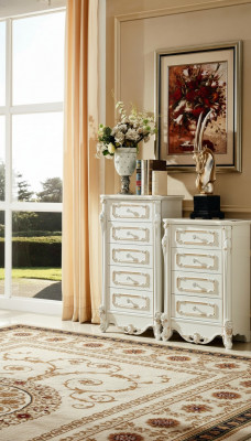 Bedroom Set White Design Elegant 2x Chest of Drawers Classic Furniture Luxury 2-piece.