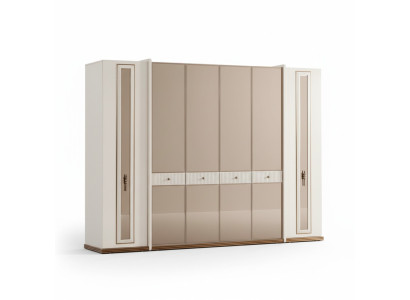 Six-door wardrobe cabinet beige cabinets furniture wood cloakroom cabinet