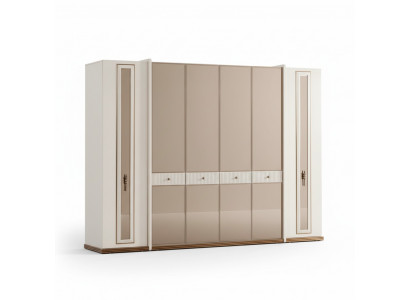 Six-door wardrobe cabinet beige cabinets furniture wood cloakroom cabinet