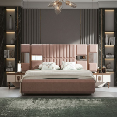 Luxury bed bedroom Italian furniture innovative material wood brown