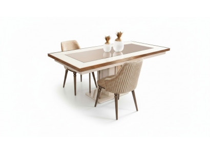 Luxury dining table beige glass table wooden table designer tables kitchen