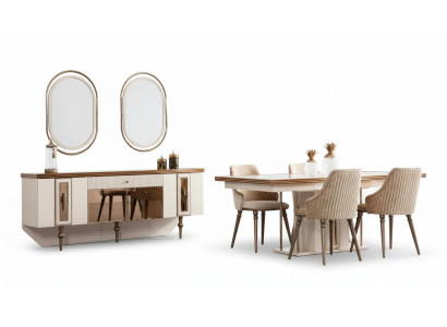 Luxury dining room set, sideboard, table, 4x chairs, 8-piece set