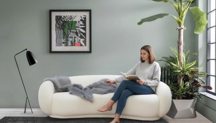 Living room three-seater couch design furniture furnishing upholstered couches
