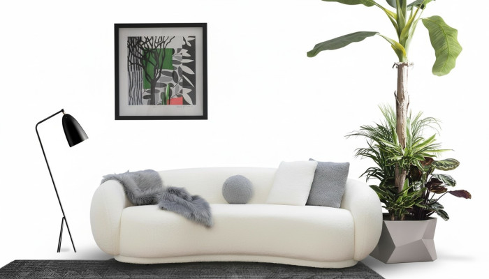 Living room three-seater couch design furniture furnishing upholstered couches