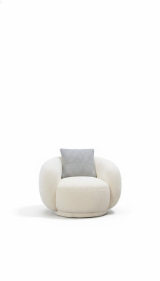 Modern round chair beige lounge furniture club decor design armchair