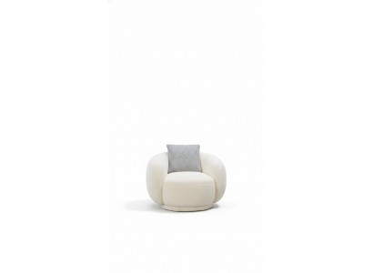 Modern round chair beige lounge furniture club decor design armchair