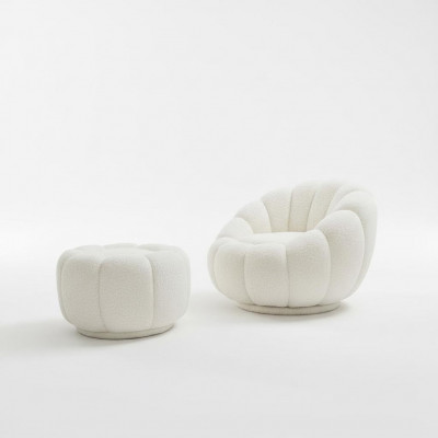 Armchair + Ottoman for Living Room Round Chair with Ottoman Modern Furniture