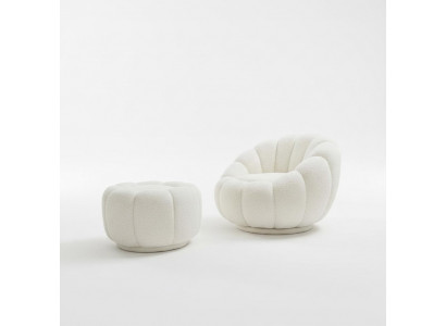 Armchair + Ottoman for Living Room Round Chair with Ottoman Modern Furniture