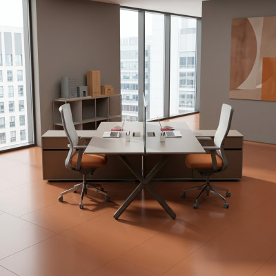 Office desks, workplace furniture, large study rooms, modern office furniture, wood