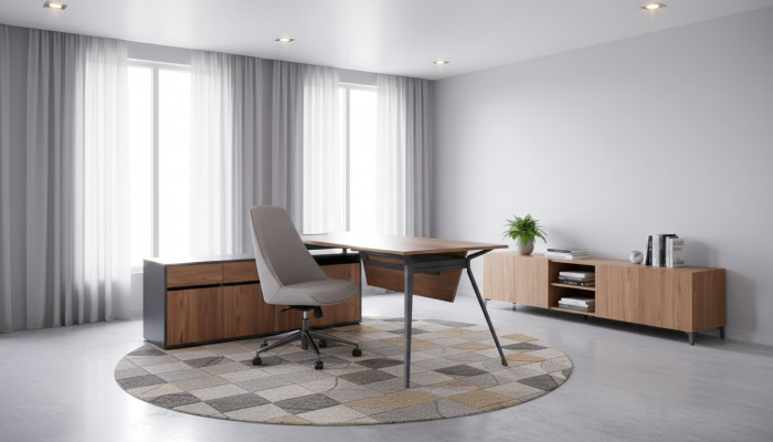 Corner wooden office desk