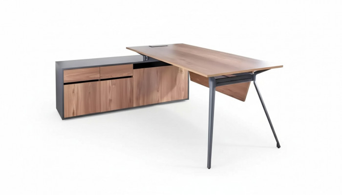 Corner wooden office desk