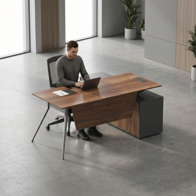 Large brown corner desk wooden furniture study furniture