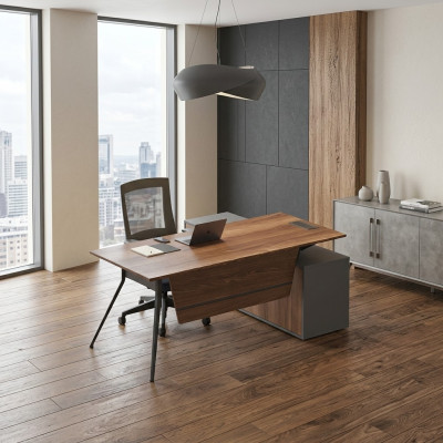 Large brown corner desk wooden furniture study furniture
