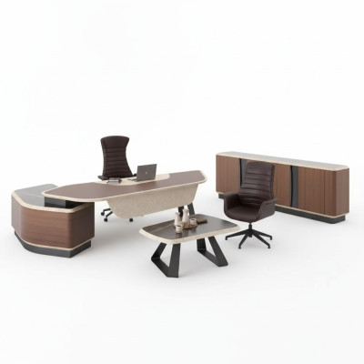 Modern office set luxury furniture corner desk sideboard solid wood