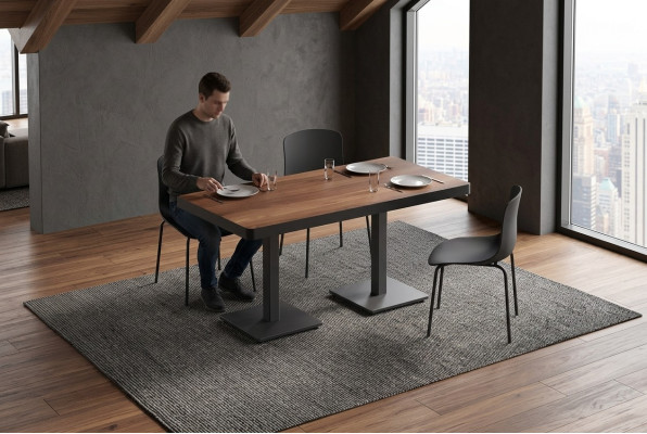 Modern dining table solid wood furniture dining room furniture brown stainless steel furniture