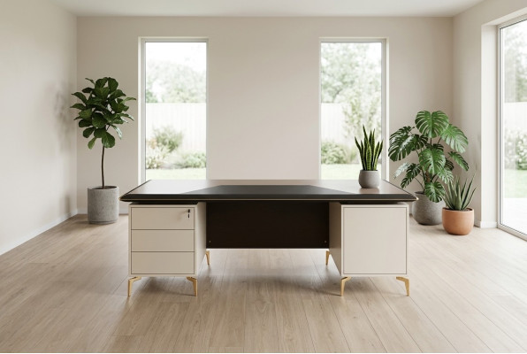 Office furniture executive desk stainless steel legs table with drawers wooden furniture