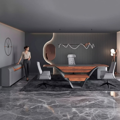A luxurious set for a high-end office in a futuristic style.