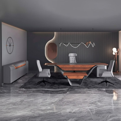 A luxurious set for a high-end office in a futuristic style.
