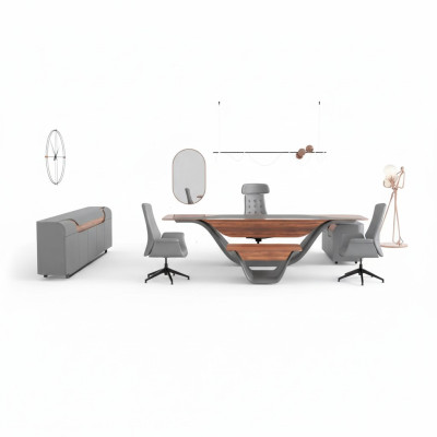 A luxurious set for a high-end office in a futuristic style.