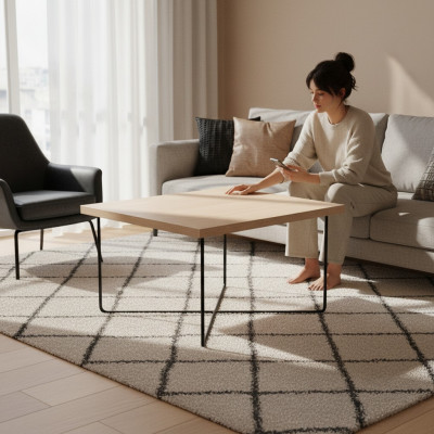 Designer metal coffee table, wooden furniture, study room furnishings, office furniture.