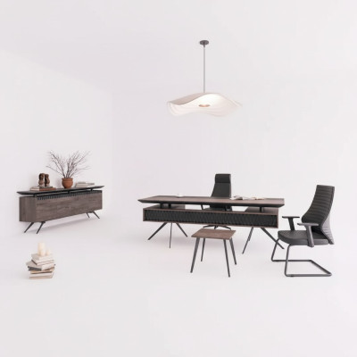 Office study desk coffee table sideboard modern wood brown