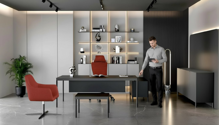 Corner desk, sideboard, coffee table, study, modern, wood, black