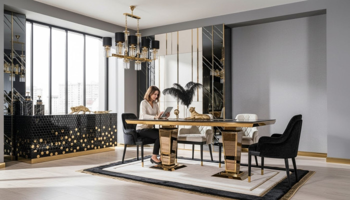 Dining table with 6 chairs, sideboard, dining tables, table, tables, chair set, group of 6-piece