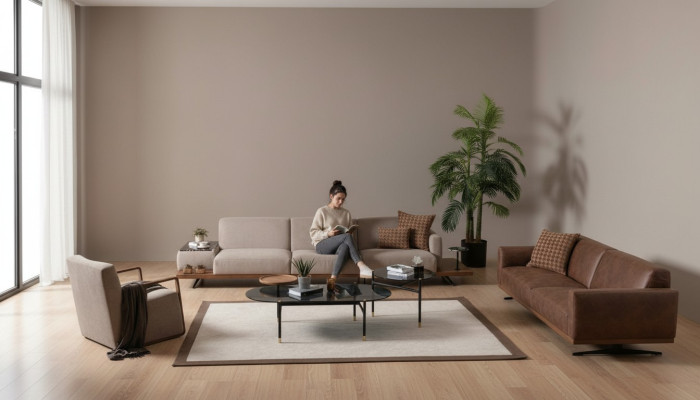 Luxury sofa set sofas 4+3+1 seat armchair 2x coffee table 4-piece set
