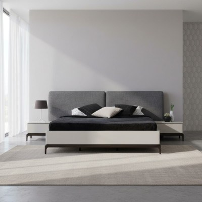 Modern luxury bedroom set bed + 2x nightstand hotel furniture beds loft
