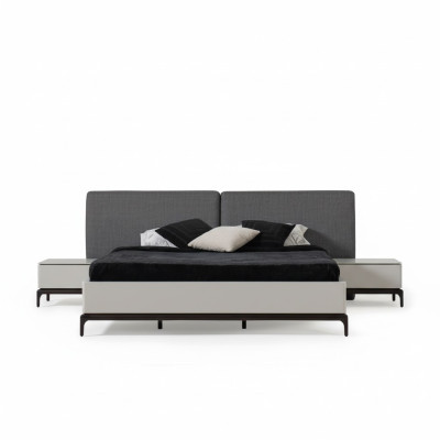 Modern luxury bedroom set bed + 2x nightstand hotel furniture beds loft