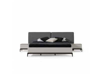 Modern luxury bedroom set bed + 2x nightstand hotel furniture beds loft