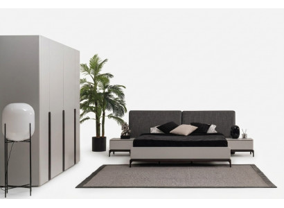 Bed Cushion Design Luxury Double Hotel Beds Wood Furniture Light Gray Loft