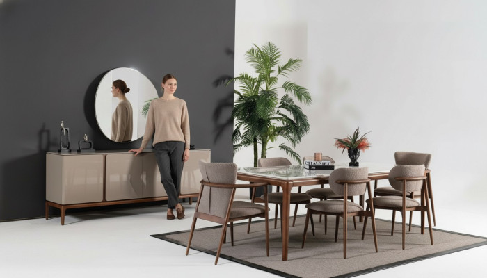 Italian dining room set, dining group, dining suite, chair group, sideboard