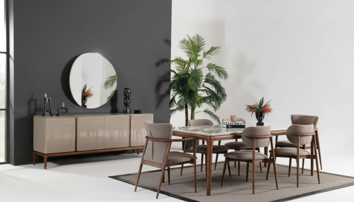 Italian dining room set, dining group, dining suite, chair group, sideboard