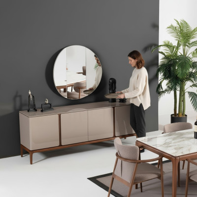 Living room dresser mirror sideboard wood with metal style black sideboard