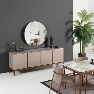 Living room dresser mirror sideboard wood with metal style black sideboard