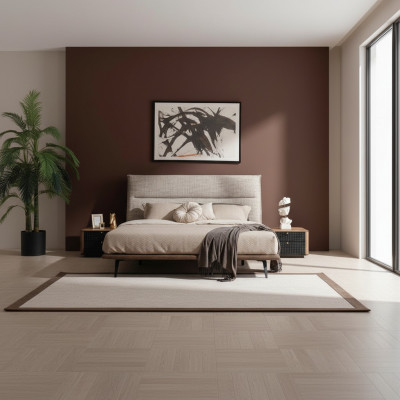 Italian bedroom bed 2x nightstand 3-piece luxury style modern