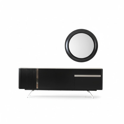 Living room sideboard mirror wood sideboard with metal style black