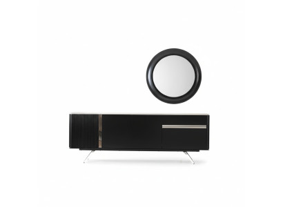 Living room sideboard mirror wood sideboard with metal style black