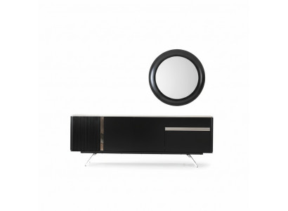 Living room sideboard mirror wood sideboard with metal style black