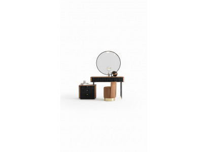 Bedroom Vanity Table Mirror Stool Complete Set New 3-piece brown