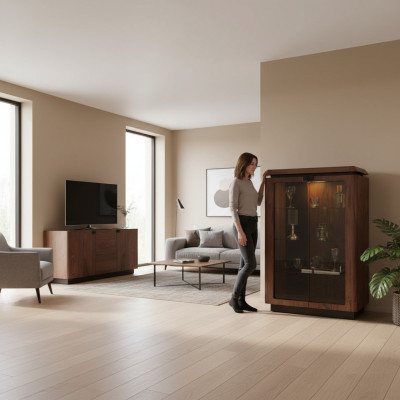 Luxury Wood Display Cabinet Buffet Design Cabinets Brown Furniture Cabinet New