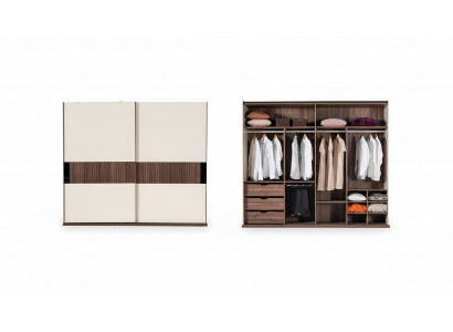 Luxury wardrobe with sliding doors wood wardrobe modern style beige