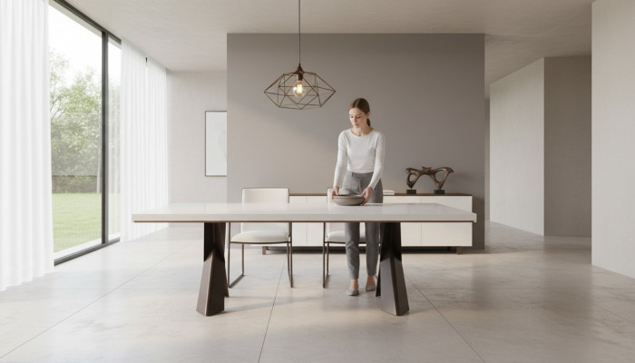 Dining room dining table metal style modern design furniture luxury new white