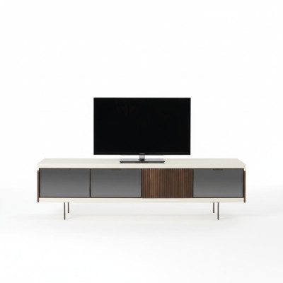 Lowboard RTV Shelf Sideboard RTV Design Luxury Wood White Furniture 225cm