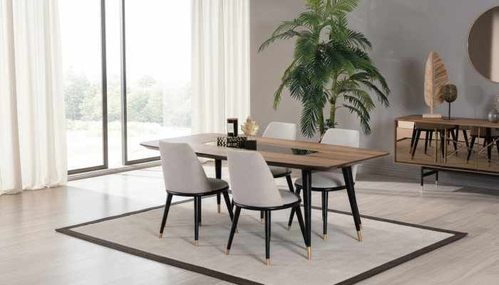 Dining table with 4 chairs dining room set dining group wood table 5-piece group