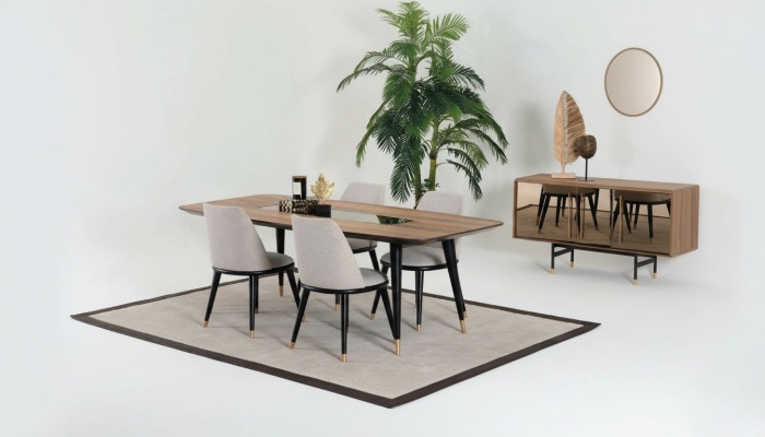 Dining table with 4 chairs dining room set dining group wood table 5-piece group