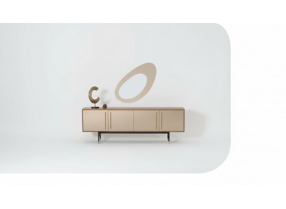 Living room mirror sideboard cabinet noble design wood 2-piece new luxury