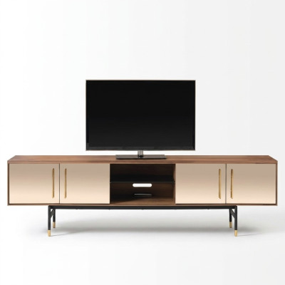Lowboard RTV Shelf Sideboard Brown RTV Design Luxury Wood Furniture 260cm