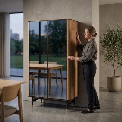Display case glass bar cabinet house cabinets wall shelf wood living room